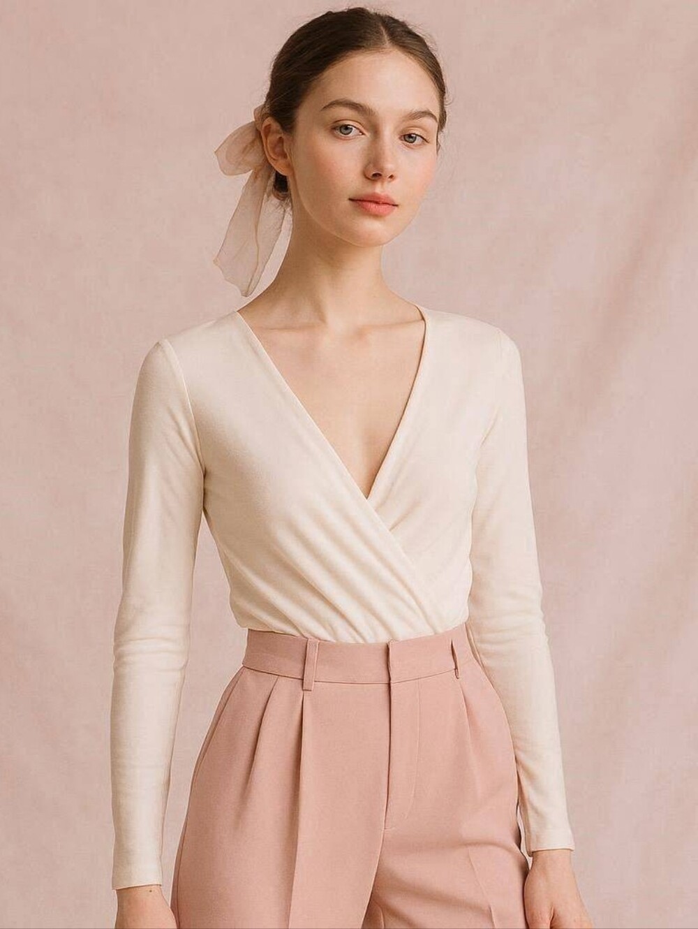 White Long Sleeve Balletcore Bodysuit